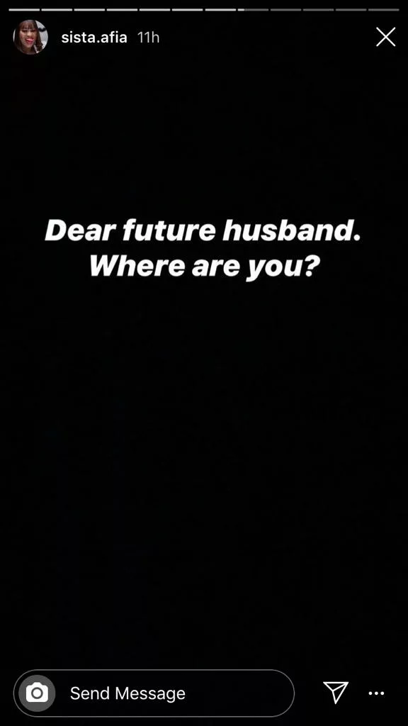 "Dear Future Husband Where Are You" - Sista Afia Insearch For Love (Screenshot)